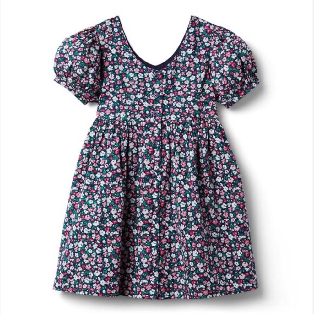 Janie and Jack Floral Puff Sleeve Dress Color Merchant Marine Floral Talla 6